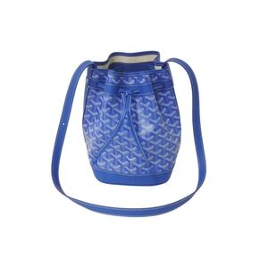GOYARD Flo bucket bag shoulder blue Goyardine canvas leather